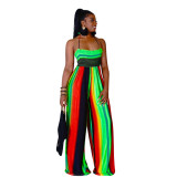 Plus Size Backless Print Jumpsuits WPF-8838
