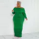 Plus Size Fashion Sexy Solid Maxi Dress OSIF-22545