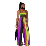 Plus Size Backless Print Jumpsuits WPF-8838