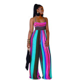 Plus Size Backless Print Jumpsuits WPF-8838