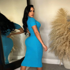 Plus Size Sexy Slim Fit Lapel Sweater Midi Dress NY-090