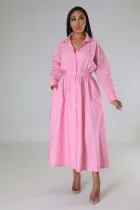 Fashion Long Sleeve Shirt Dress OSM-4383