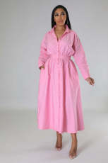 Fashion Long Sleeve Shirt Dress OSM-4383