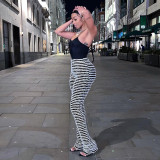 Fashion Knitted Striped Slim Casual Pants FL-22342