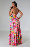 Sexy Backless Print Maxi Dress XHXF-345
