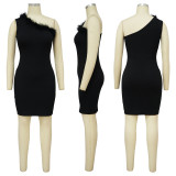 Fashion Solid Slash Neck Dress YF-10397