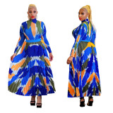 Print Long Sleeve Long Skirt Two Piece Set YF-10389