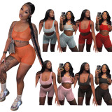 Sexy See-through Mesh Tank Top Shorts Two Piece Set XYF-9233