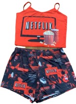 Sexy Fashion Printed Camisole Shorts Two Piece Set SHD-9404