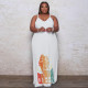 Plus Size Printed Sling Fashion Loose Maxi Dress WAF-77208226