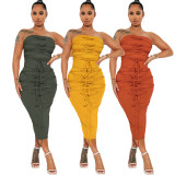 Sexy Tie Up Tube Top Skirt Two Piece Set ASL-6639