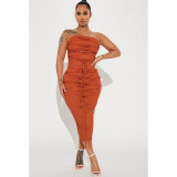 Sexy Tie Up Tube Top Skirt Two Piece Set ASL-6639