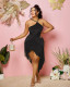 Sexy Solid Halter Tassel Dress WPF-80898