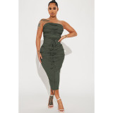 Sexy Tie Up Tube Top Skirt Two Piece Set ASL-6639