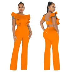 Ruffled Solid Fashion Jumpsuit YF-10428