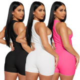Rib Sleeveless Zip Rompers ME-8301