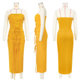 Sexy Tie Up Tube Top Skirt Two Piece Set ASL-6639