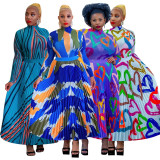 Print Long Sleeve Long Skirt Two Piece Set YF-10389