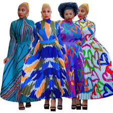 Print Long Sleeve Long Skirt Two Piece Set YF-10389