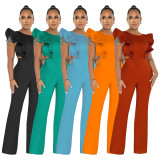Ruffled Solid Fashion Jumpsuit YF-10428