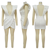 Sexy Deep V Backless Solid Mini Dress YF-10415