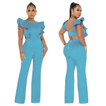 Ruffled Solid Fashion Jumpsuit YF-10428