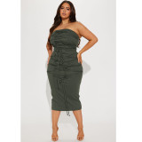 Sexy Tie Up Tube Top Skirt Two Piece Set ASL-6639