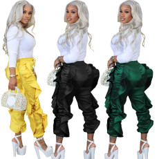 Solid Color Fungus Edge Pants FNN-8698