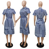Fashion Casual Printed Midi Dress BDF-7028