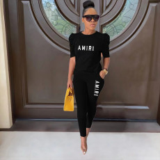 Letter Print Two Piece Pants Set XMF-240