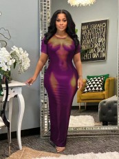 Printed Sexy Short Sleeve Maxi Dress BDF-7030