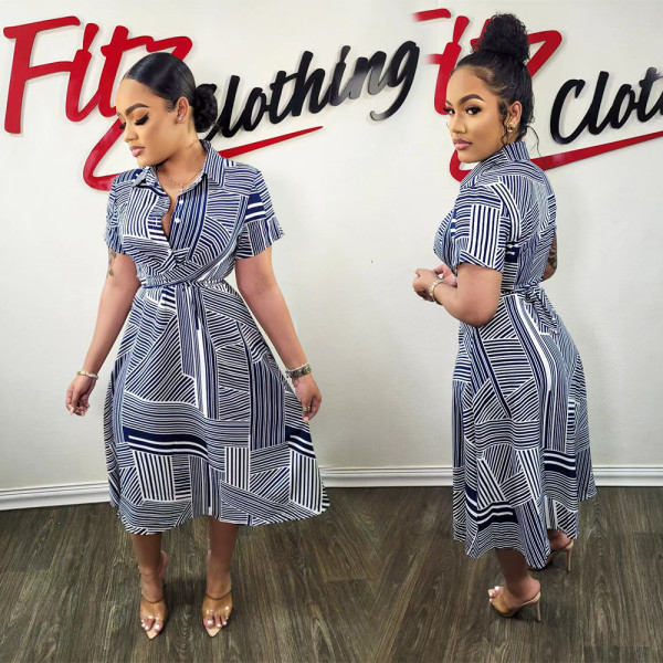 Fashion Casual Printed Midi Dress BDF-7028