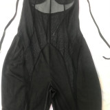 Plus Size Fashion Sexy Mesh Splice Halter Jumpsuits MEI-9298