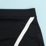 Sexy Slim Lapel Short Sleeve Side Slit Skirt Two Piece Set FSXF-F387