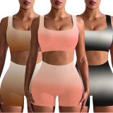 Sports Casual Gradient Vest Shorts Two Piece Set YD-8688