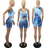 Fashion Print Vest Shorts Two Piece Set FOSF-8342