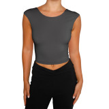 Fashion Sexy Slim Solid Color Tie Up Tops ASL-6653