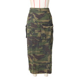 Fashion Camouflage Pocket Split Skirt ZSD-0574