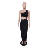 Sexy One Shoulder Split Maxi Dress BS-1336