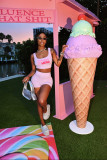Letter Print Tank Top And Shorts Two Piece Set CXLF-8109