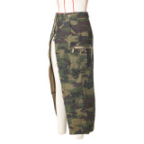 Fashion Camouflage Pocket Split Skirt ZSD-0574