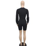 Solid Casual Long Sleeve Shorts Suit BN-9409