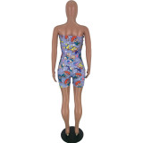 Fashion Cartoon Print Wrap Chest Rompers AWN-5088