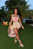 Letter Print Tank Top And Shorts Two Piece Set CXLF-8109