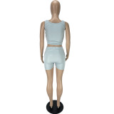 Letter Print Tank Top And Shorts Two Piece Set CXLF-8109