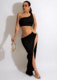 Sexy One Shoulder Split Maxi Dress BS-1336