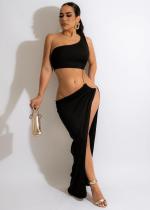 Sexy One Shoulder Split Maxi Dress BS-1336