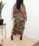 Fashion Camouflage Pocket Split Skirt ZSD-0574