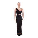 Sexy One Shoulder Split Maxi Dress BS-1336