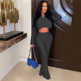 Solid Color Shirt And Pants Two Piece Set BN-9408